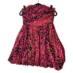 Tracey Reece Pink Leopard Print Strapless Dress